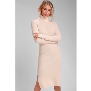Lulus Sheerah Turtleneck Midi Sweater Dress